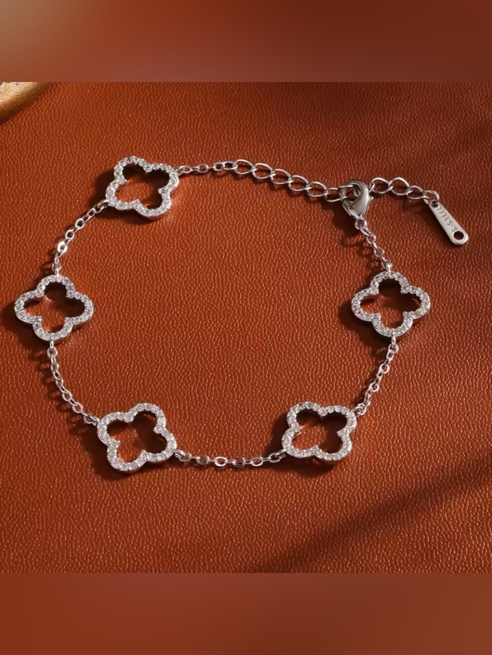 Target Silver Pavé Clover Link Bracelet - Silver